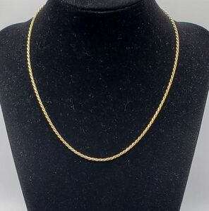 18k Gold Vermeil Rope Chain Necklace 1.8mm 16", NEW